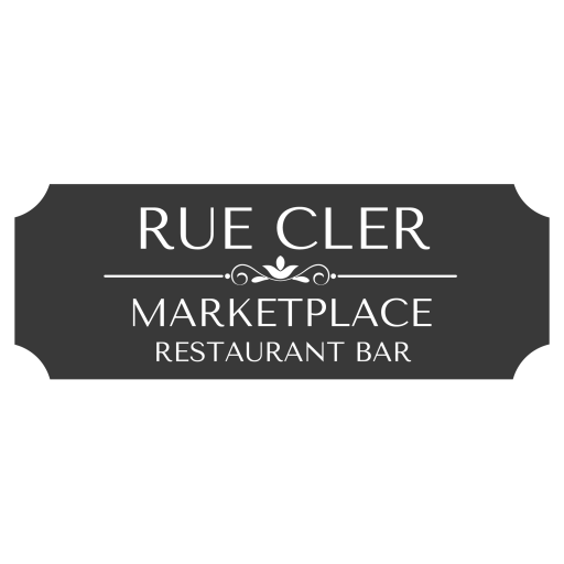 Transparent greyscale logo for Rue Cler Marketplace.